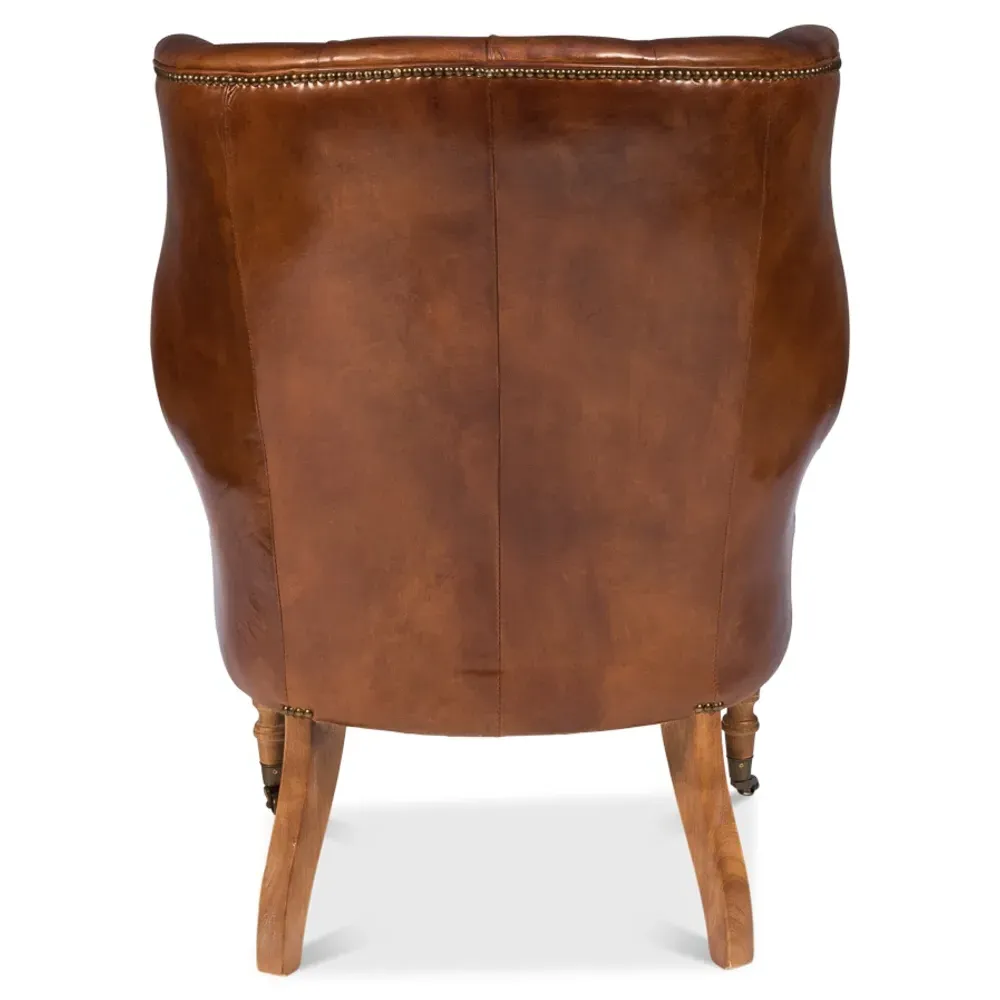 Shelby Tufted Leather Nailhead Arm Chair - Vintage Brown