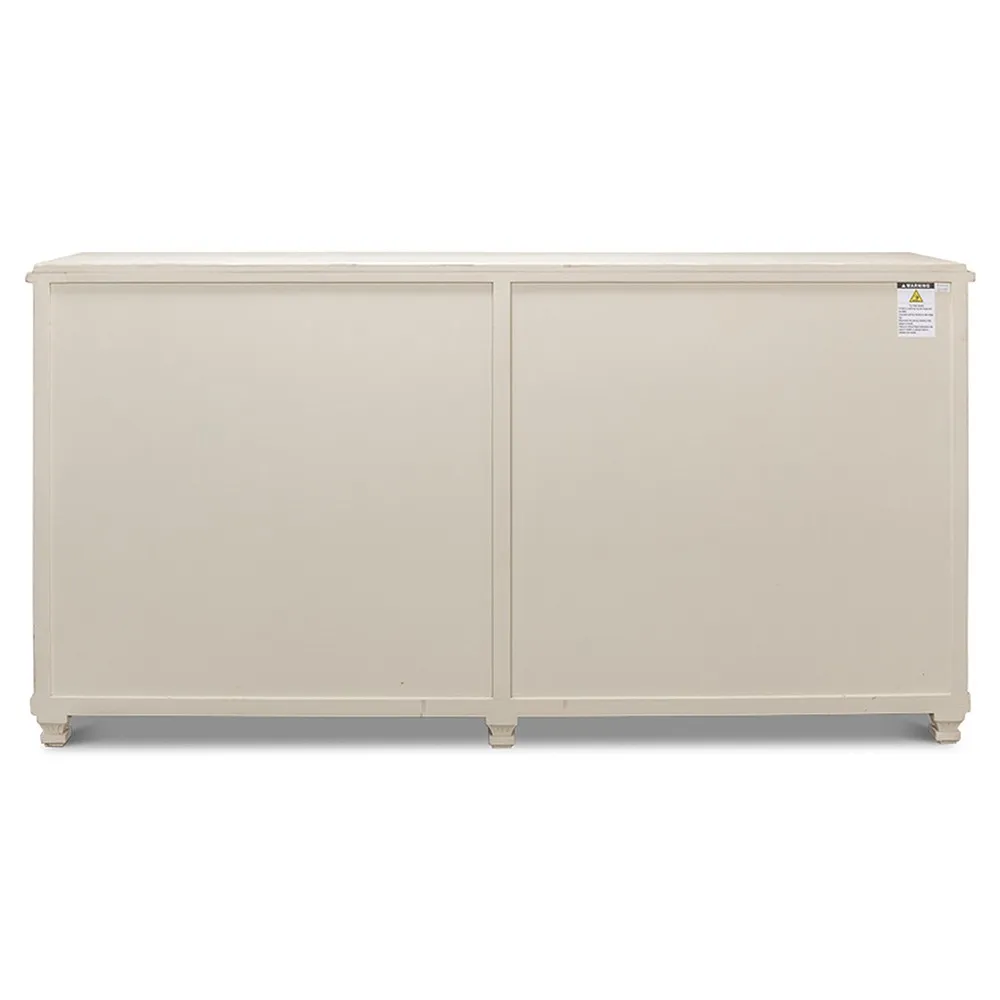 Shelly Coastal Beach Sideboard - White Wash, Pine Wood