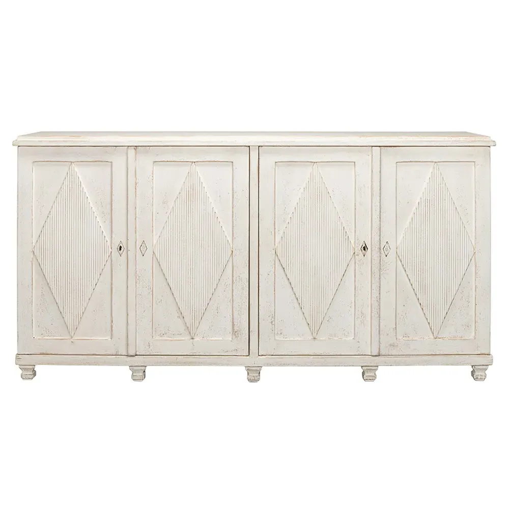 Shelly Coastal Beach Sideboard - White Wash, Pine Wood image