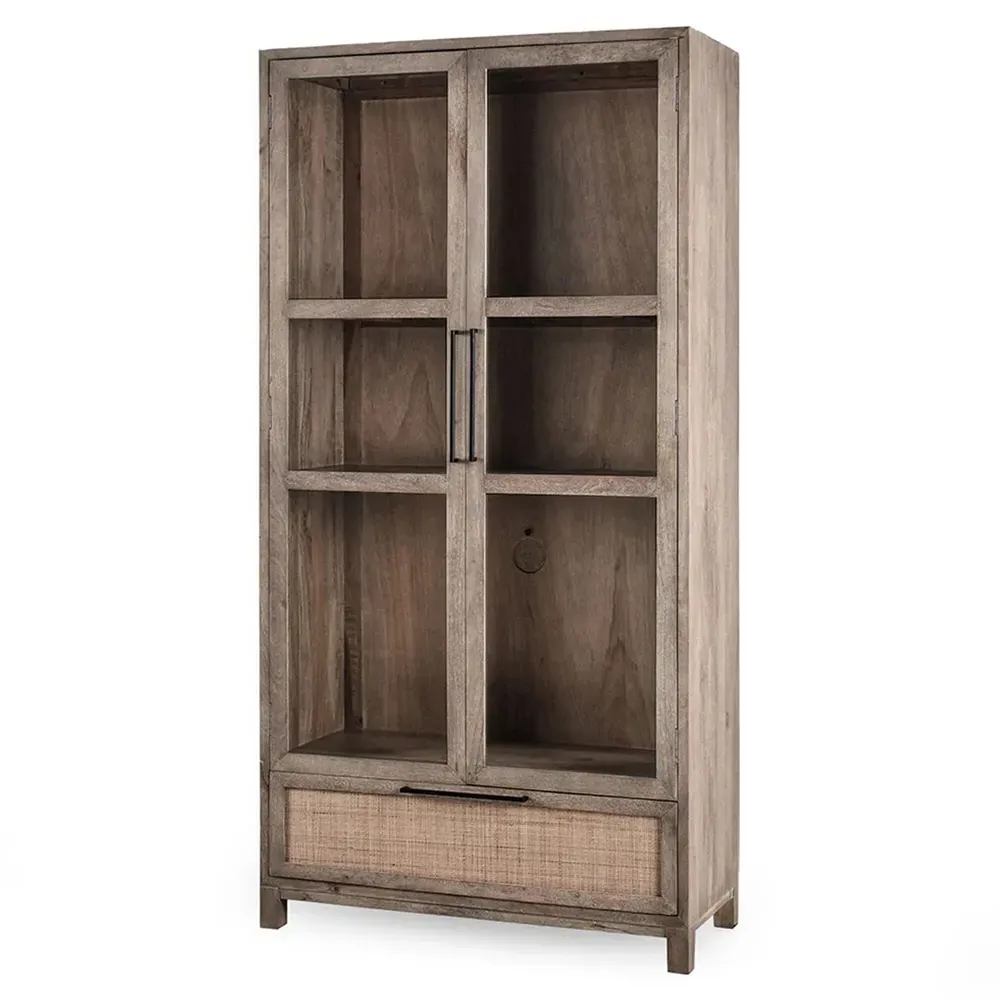 Shelton Display Cabinet - Taupe, Mango Wood