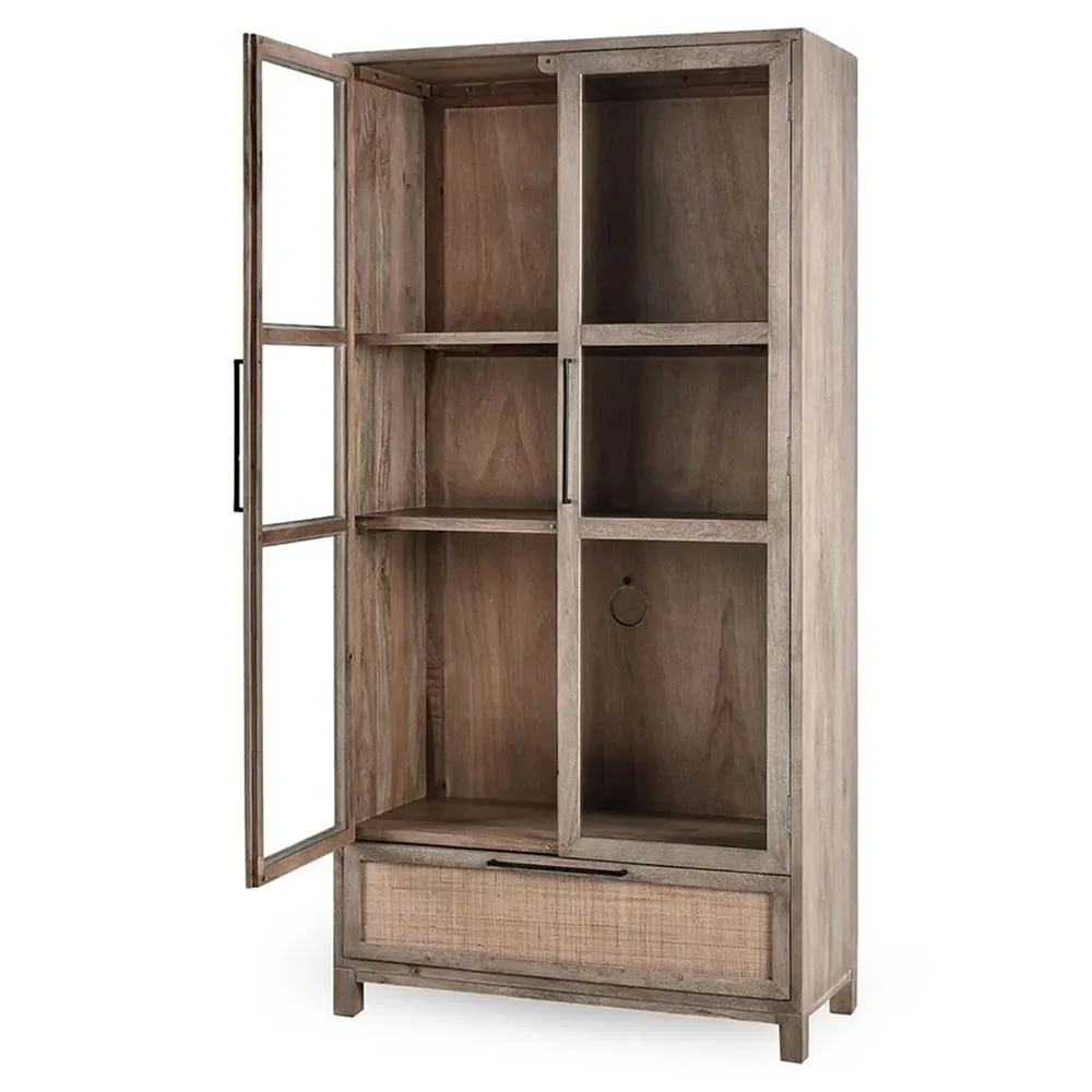Shelton Display Cabinet - Taupe, Mango Wood