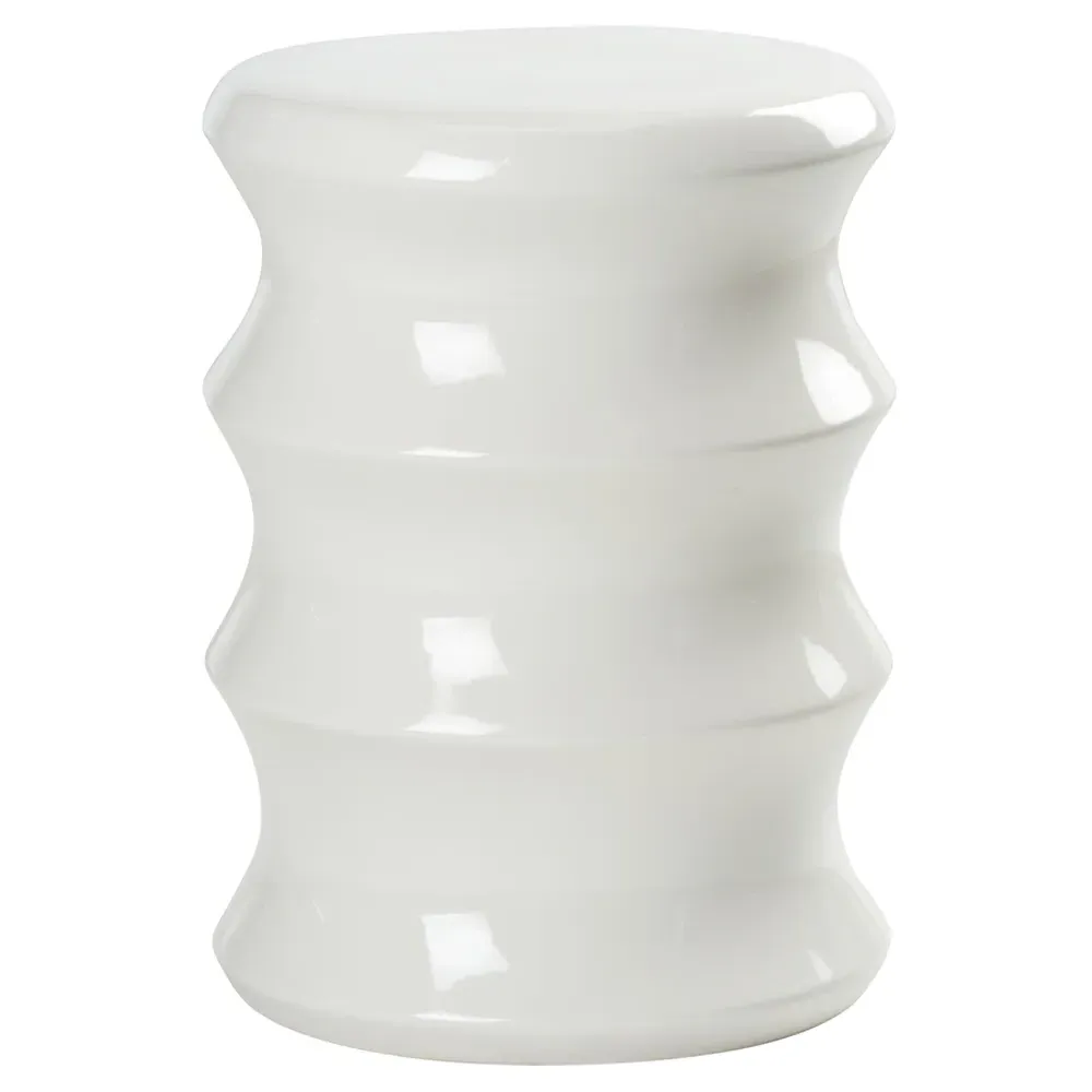 Shelton Round Garden Stool - White Glaze, Ceramic image