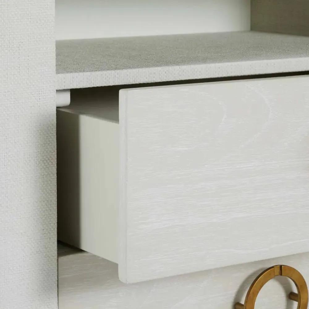 Sherie Nightstand with Raffia - White, Wood