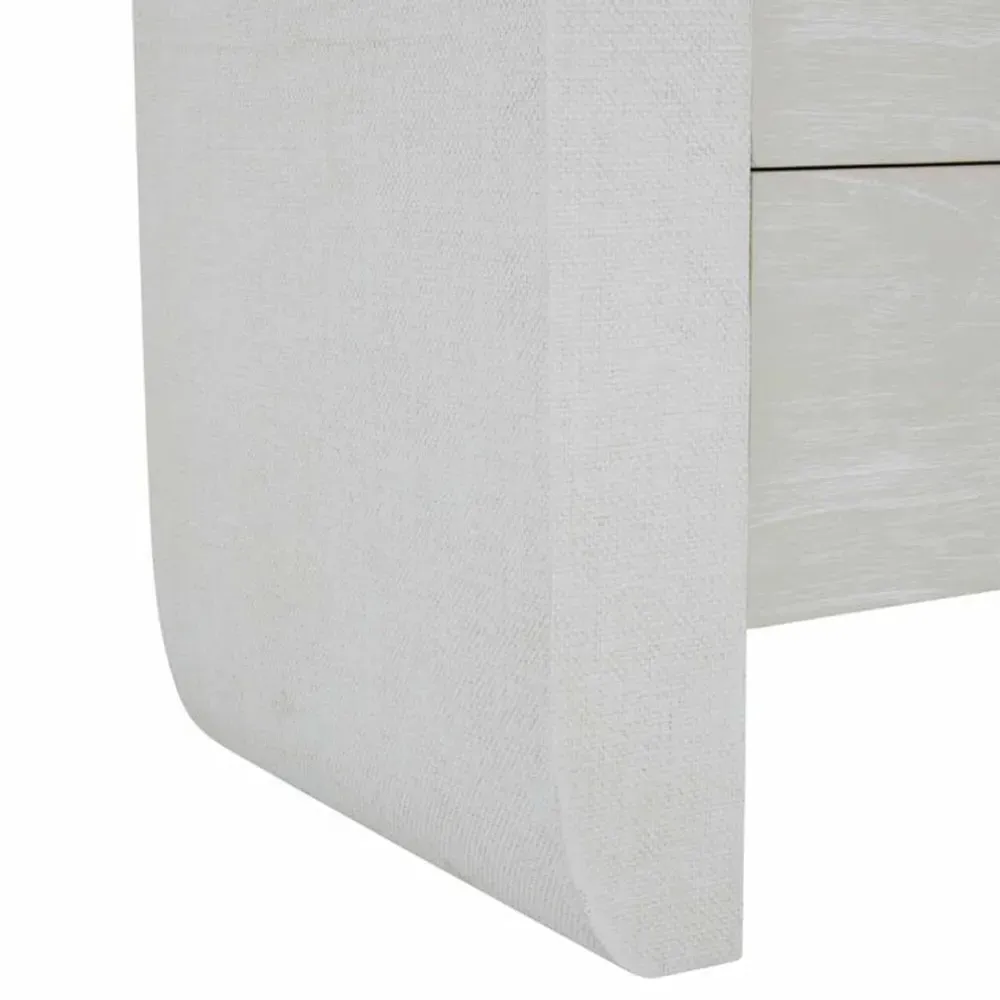 Sherie Nightstand with Raffia - White, Wood