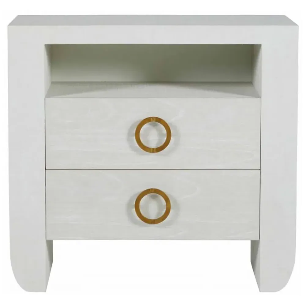Sherie Nightstand with Raffia - White, Wood