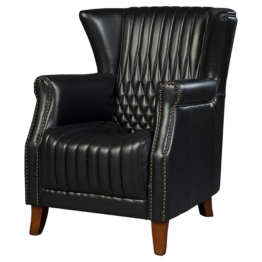 Sherriline Wing Chair - Black, Leather