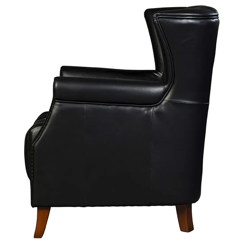 Sherriline Wing Chair - Black, Leather