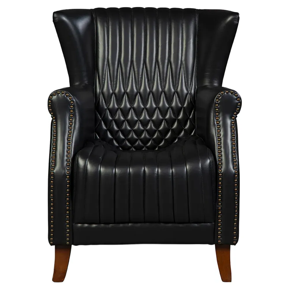 Sherriline Wing Chair - Black, Leather