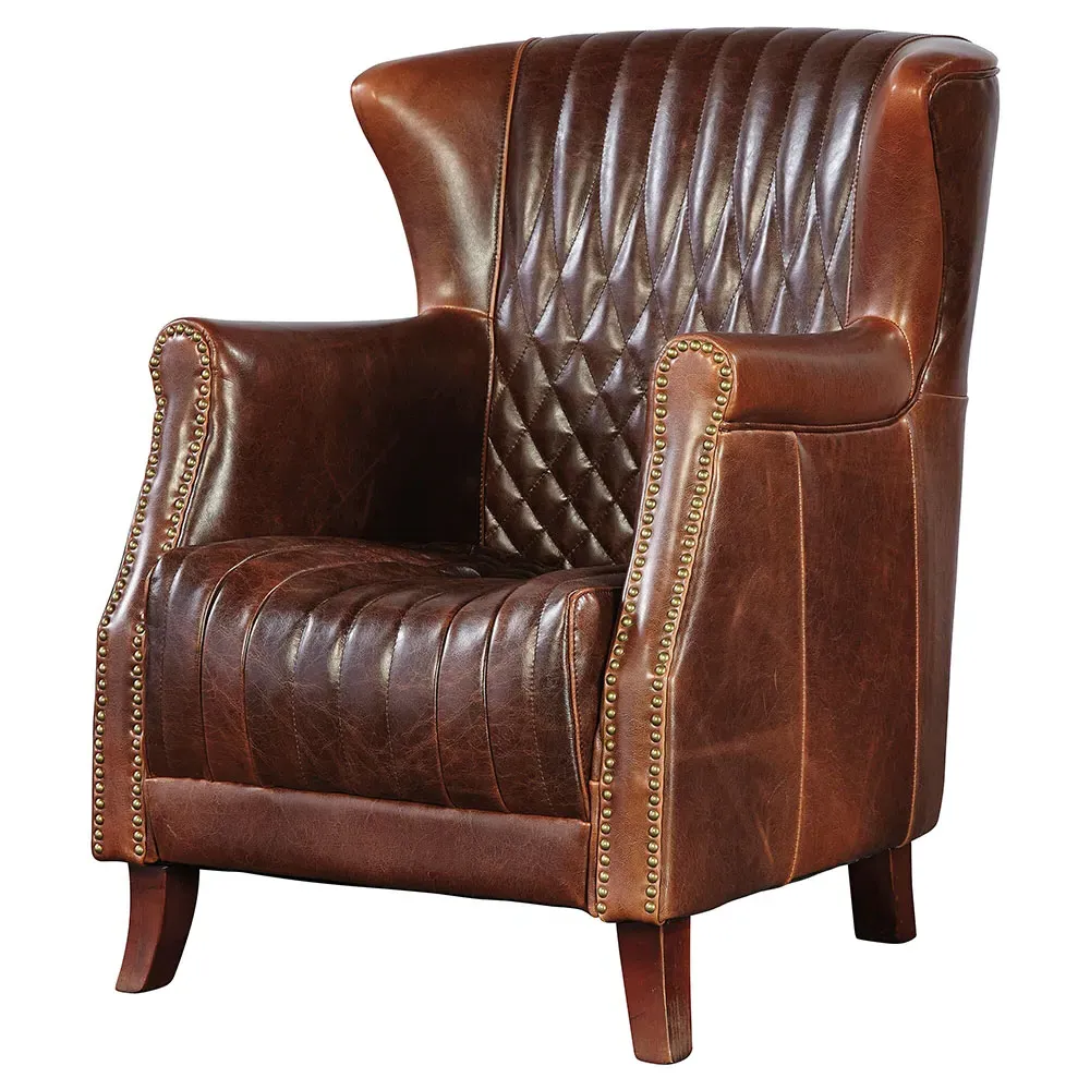 Sherriline Wing Chair - Brown, Leather
