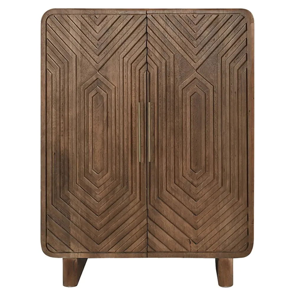 Sherwood Patterned 2 Door Bar Cabinet - Brown, Mango Wood image