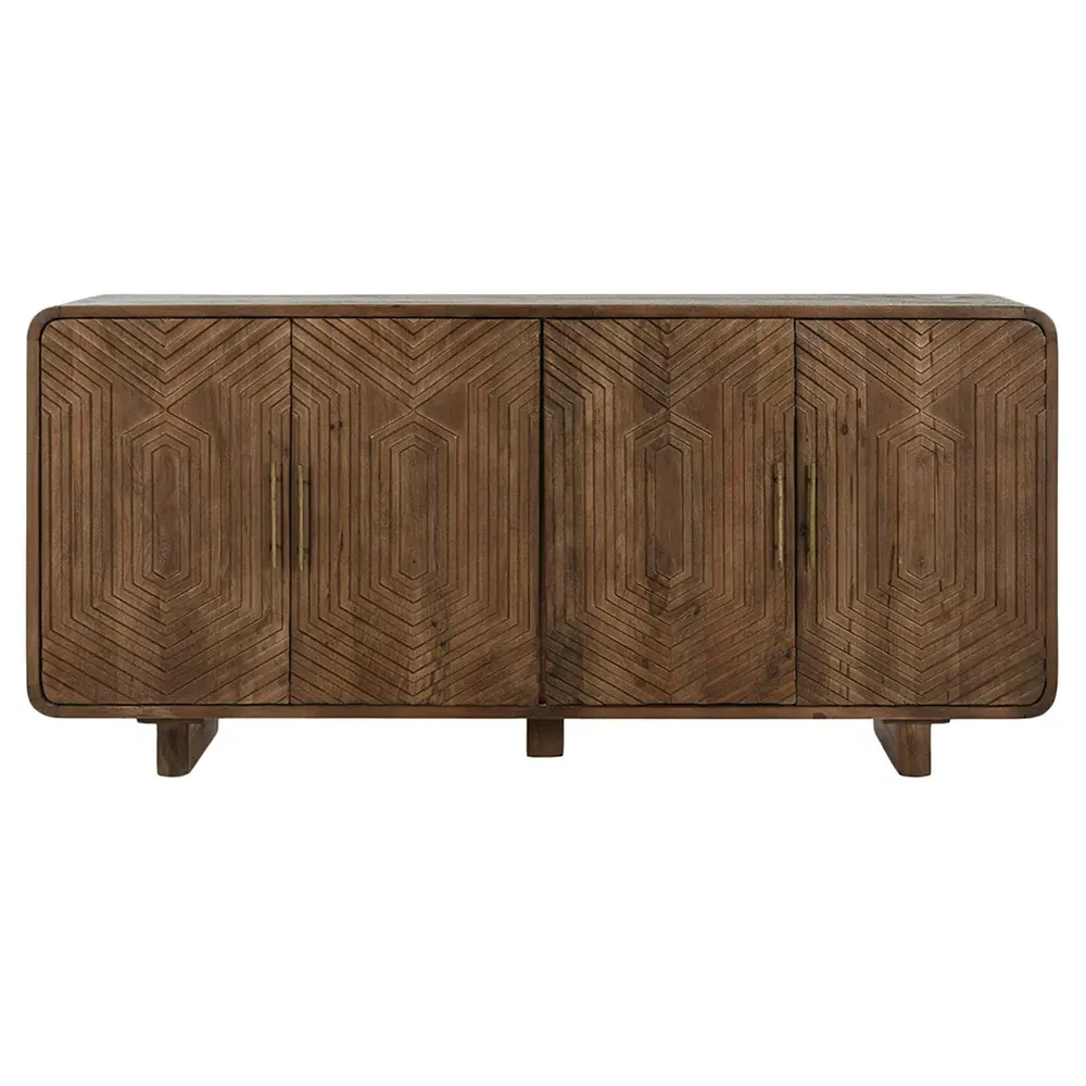 Sherwood Patterned 4 Door Sideboard - Brown, Mango Wood
