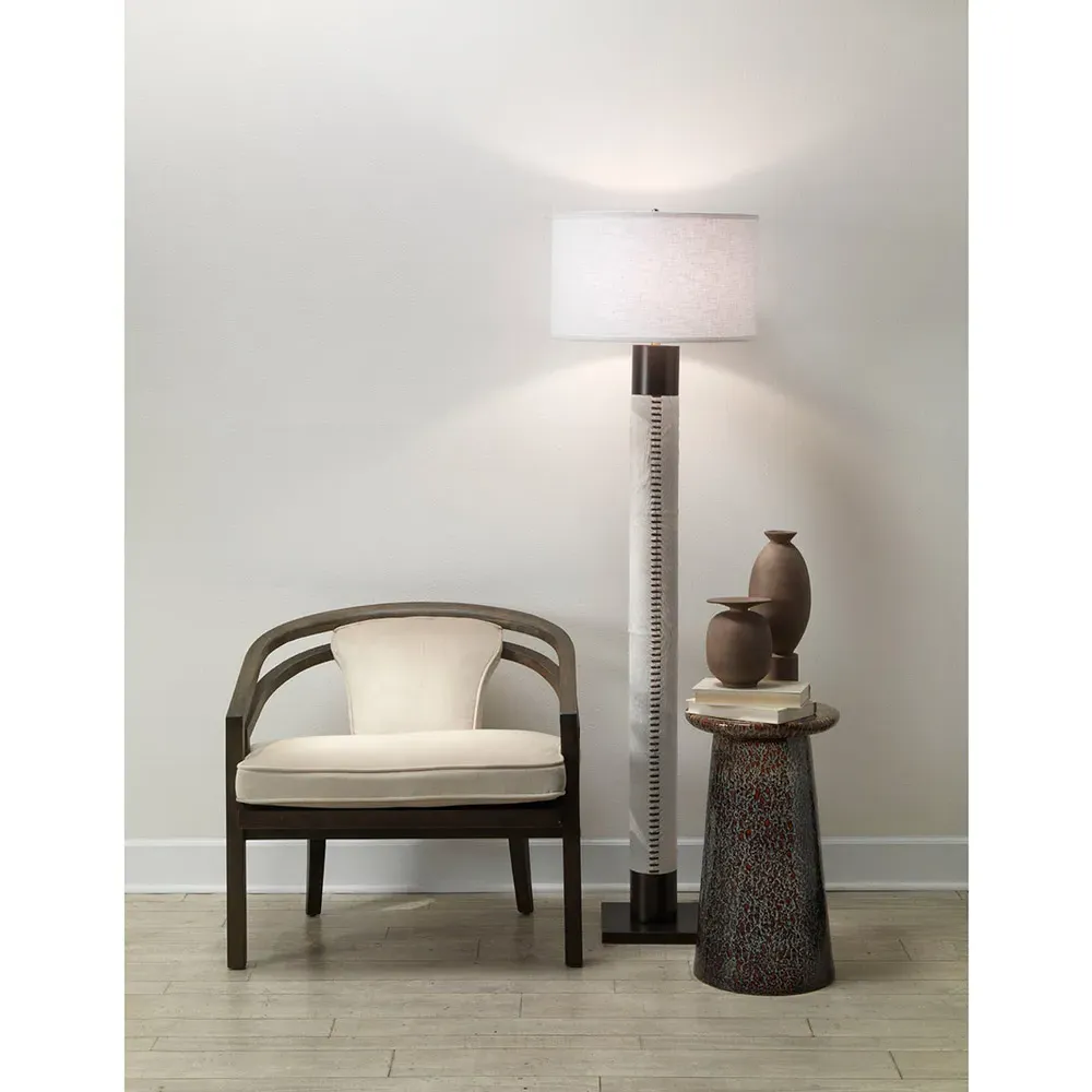 Sheryll Column Floor Lamp - White, Hide