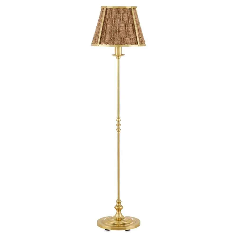 Shevone Floor Lamp - Brass, Seagrass