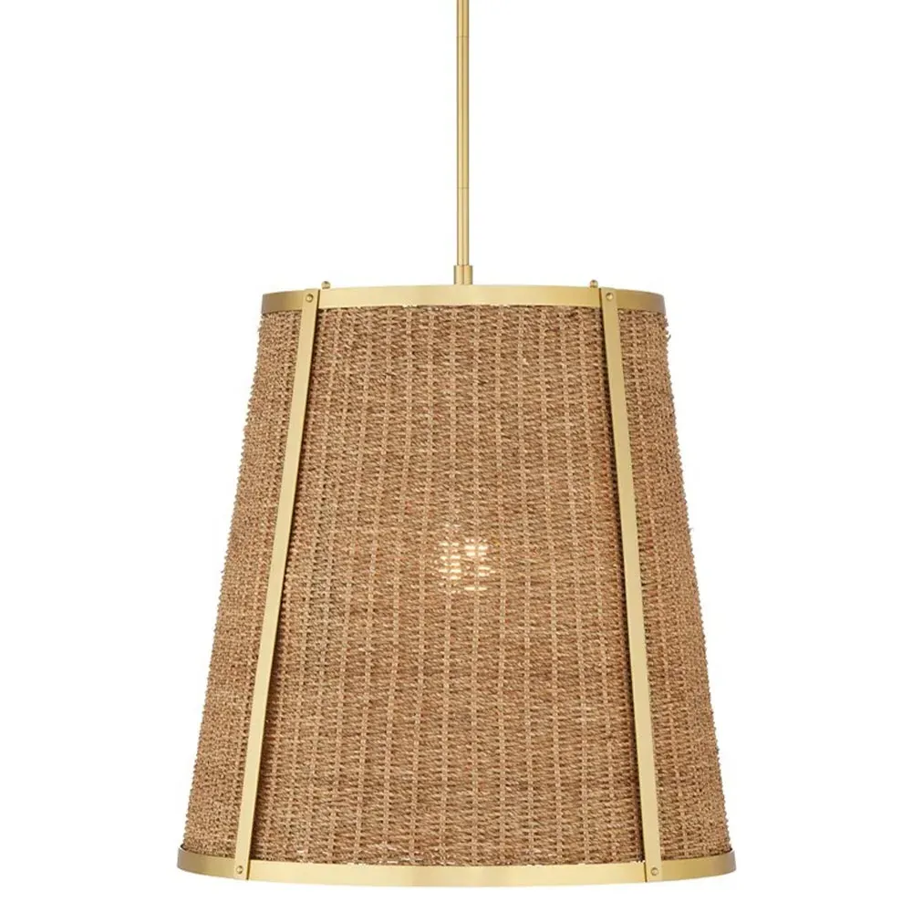 Shevone Large Pendant Light - Brass, Seagrass