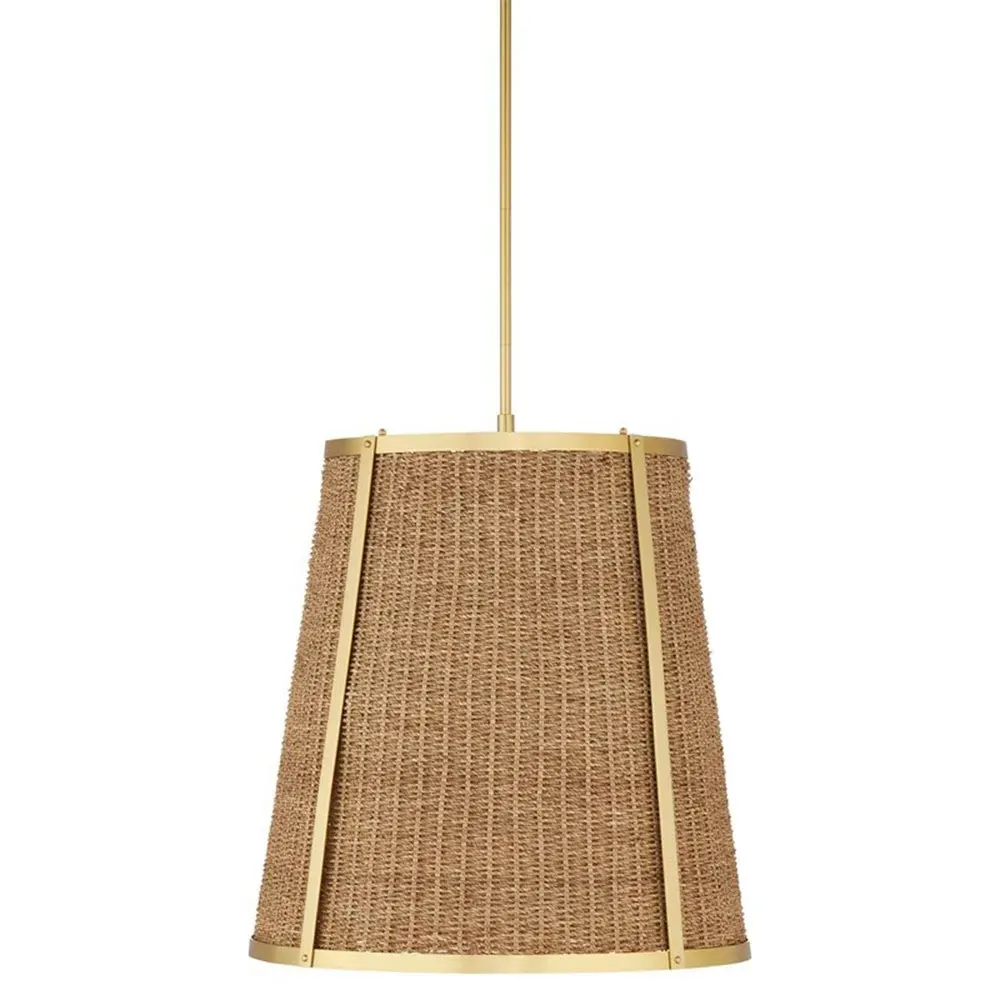 Shevone Large Pendant Light - Brass, Seagrass