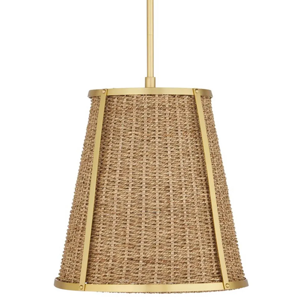Shevone Small Pendant Light - Brass, Seagrass image