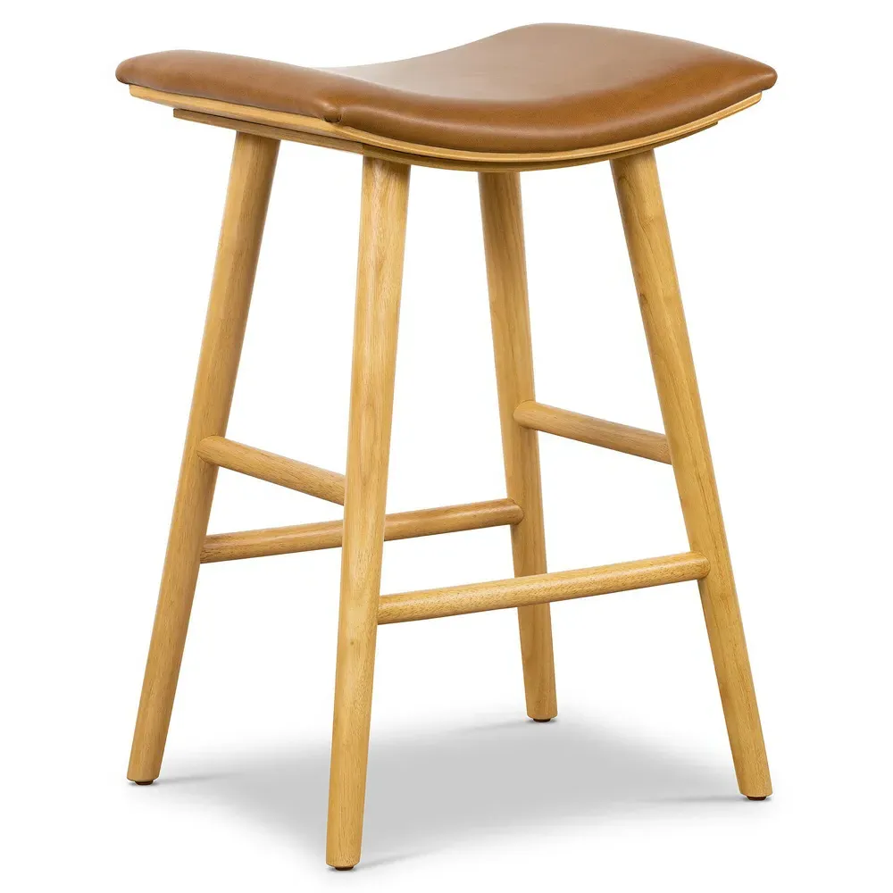 Shiela Counter Stool - Brown, Leather
