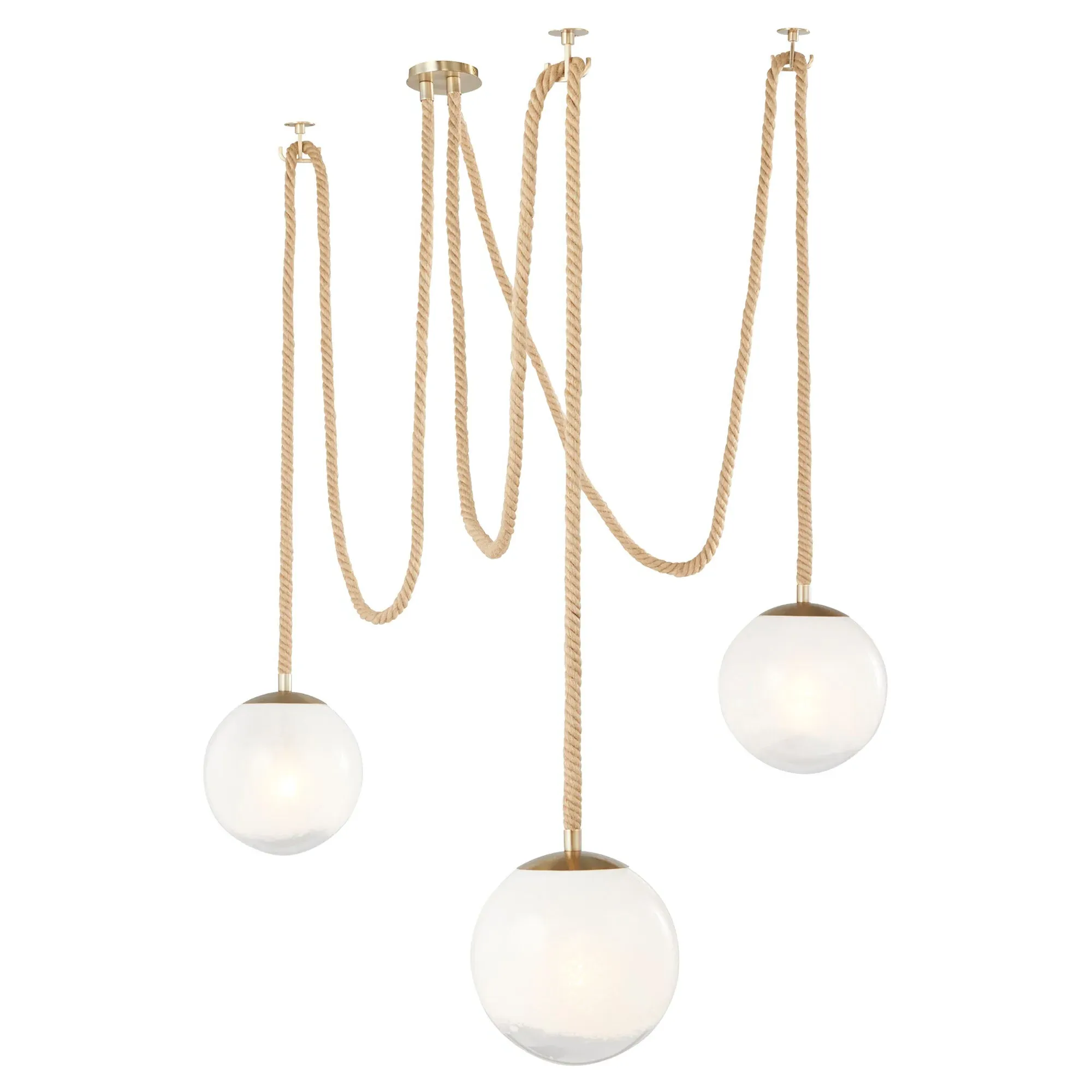 Shiloh 3 Light Pendant - Beige, Glass