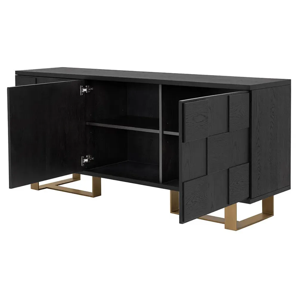 Shirley Checkered Sideboard - Black, Acacia Wood