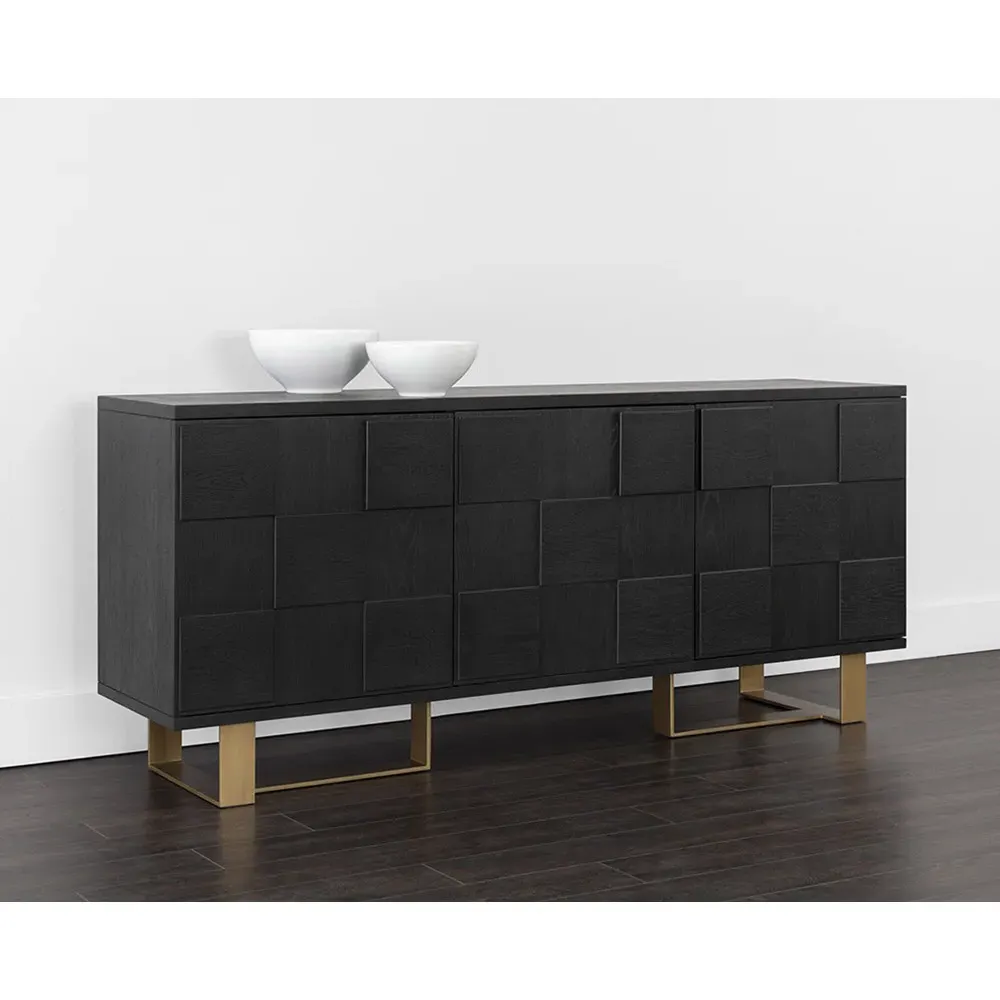 Shirley Checkered Sideboard - Black, Acacia Wood