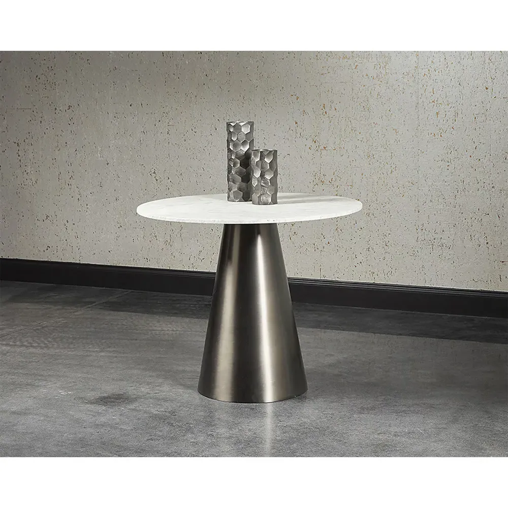 Shuvee Round Bistro Table - White, Marble