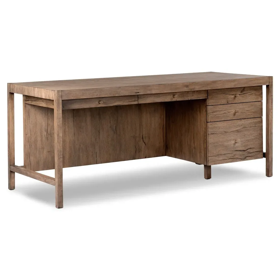 Sianna Executive Desk - Brown, Oak Wood