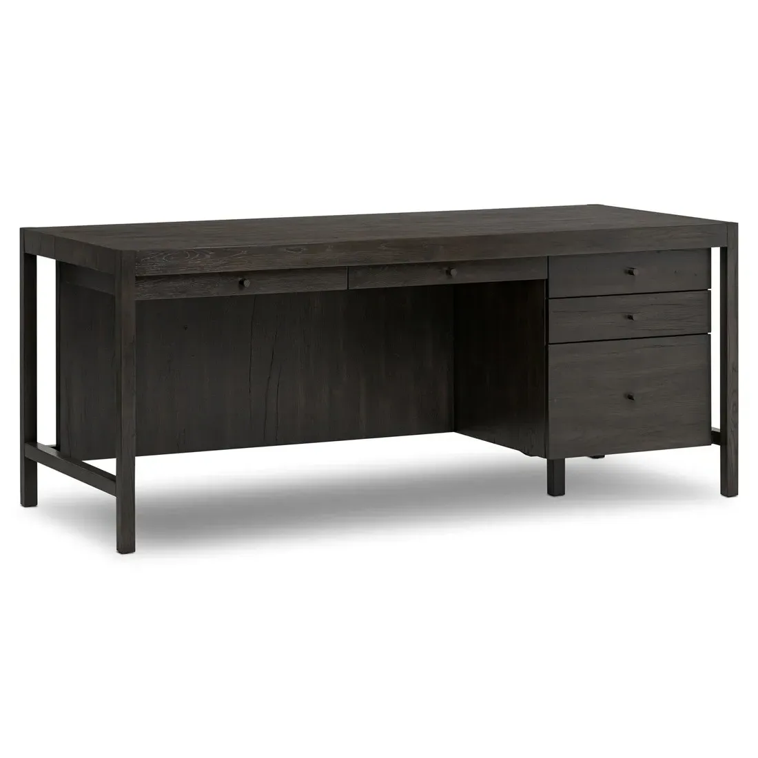 Sianna Executive Desk - Smoked Black, Oak