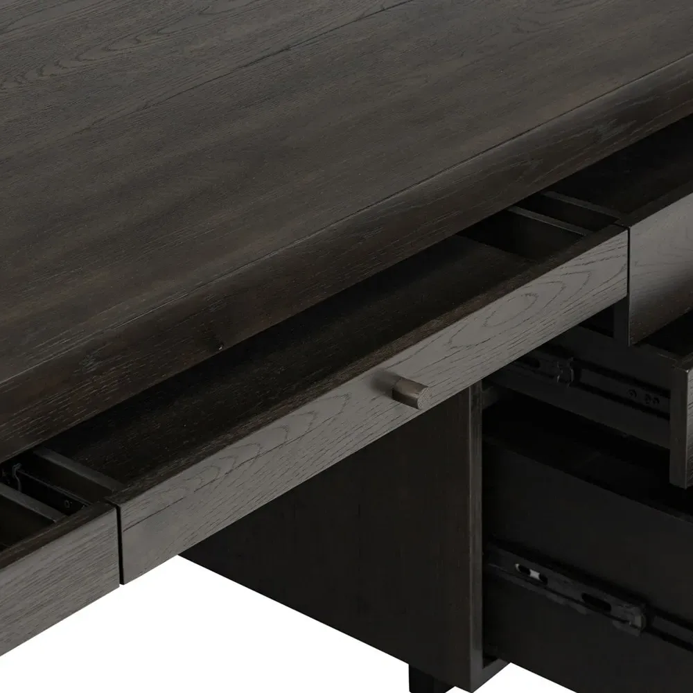 Sianna Executive Desk - Smoked Black, Oak