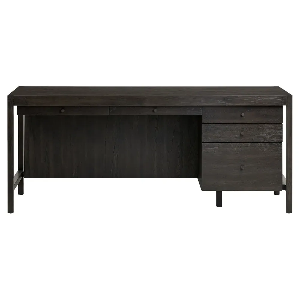 Sianna Executive Desk - Smoked Black, Oak image