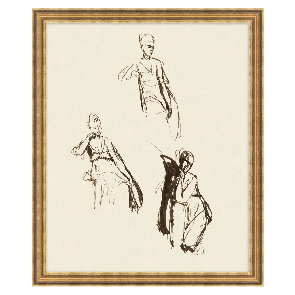 Sianna Figure Gold Frame Illustration - White, Wood image