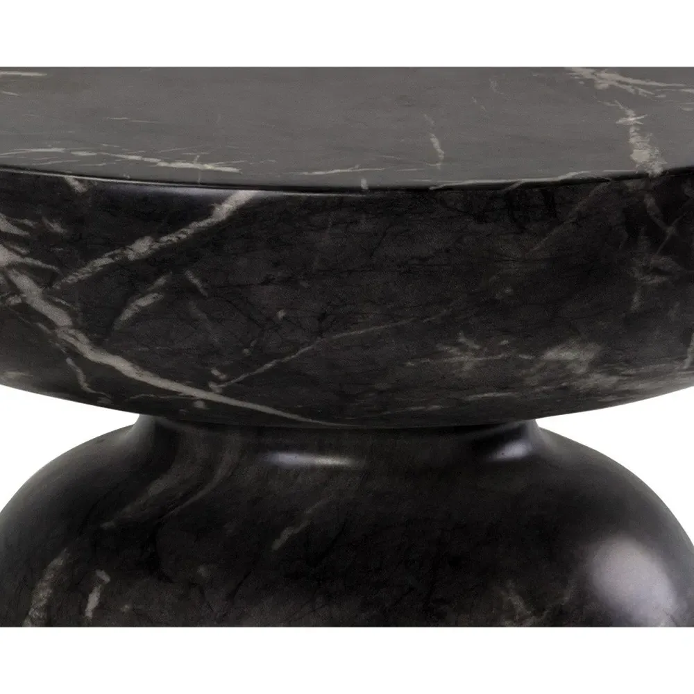 Sidney Hourglass End Table - Black-White, Concrete