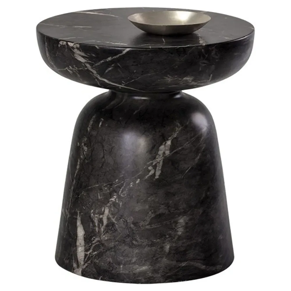 Sidney Hourglass End Table - Black-White, Concrete