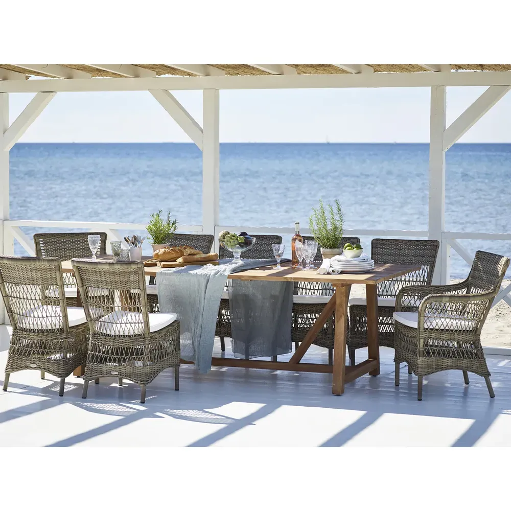 Sienna Outdoor Dining Arm Chair - Brown, Canvas