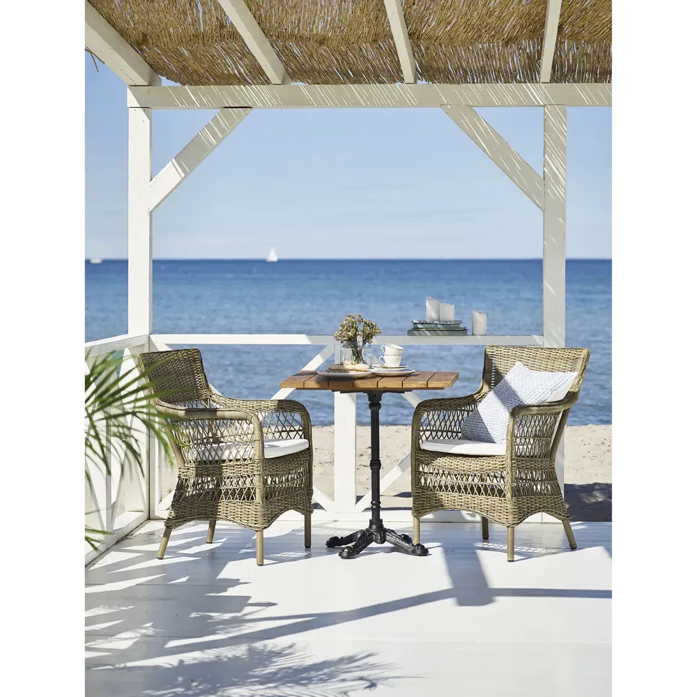 Sienna Outdoor Dining Arm Chair - Brown, Canvas