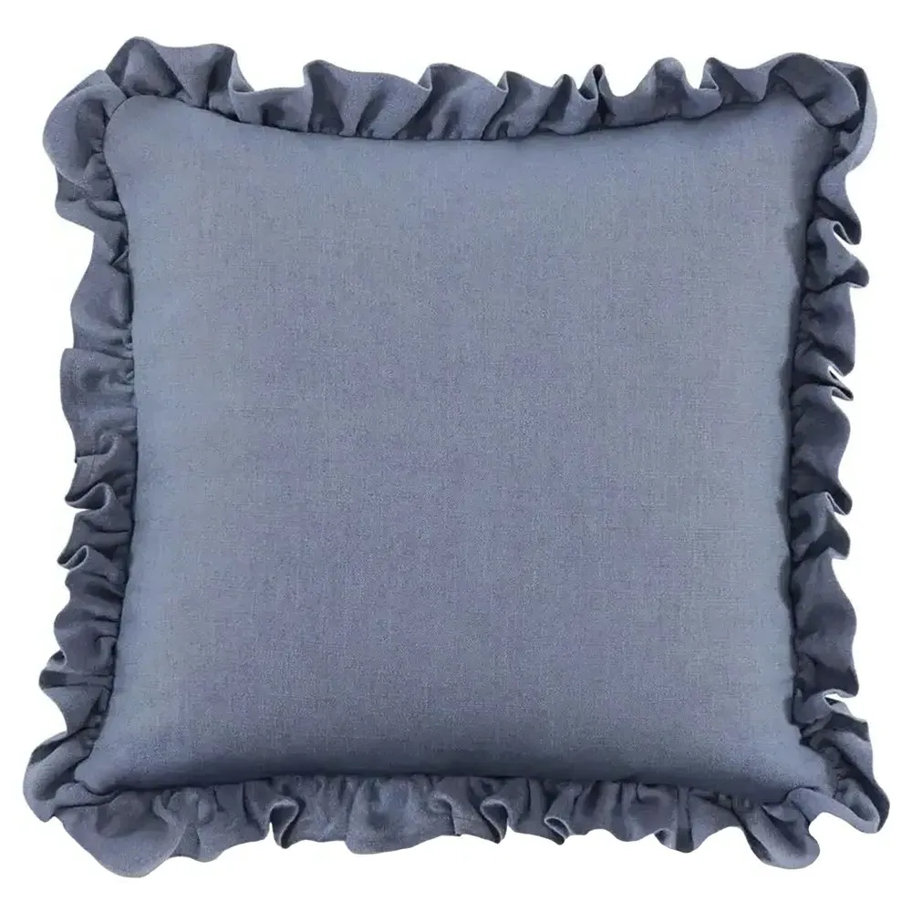 Sienna Ruffled Throw Pillow - Blue, Polyester