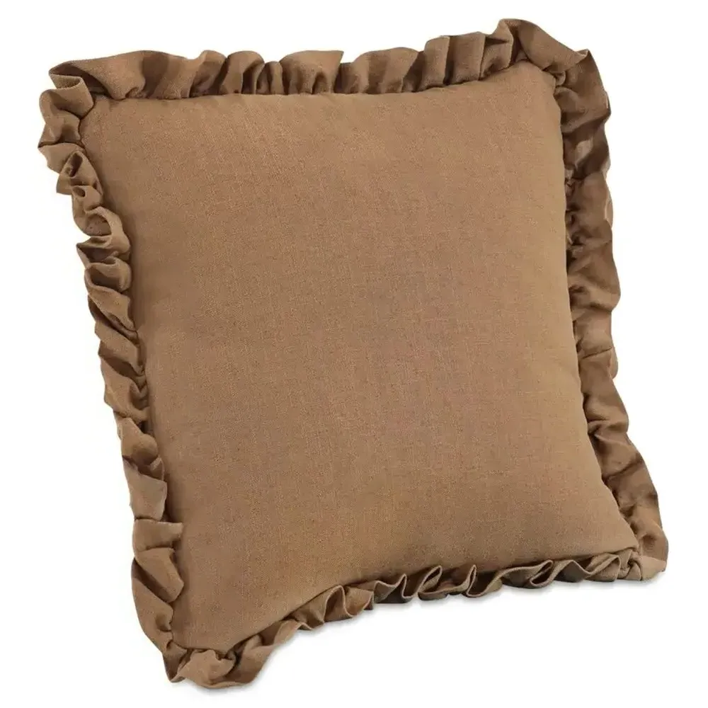Sienna Ruffled Throw Pillow - Brown, Polyester