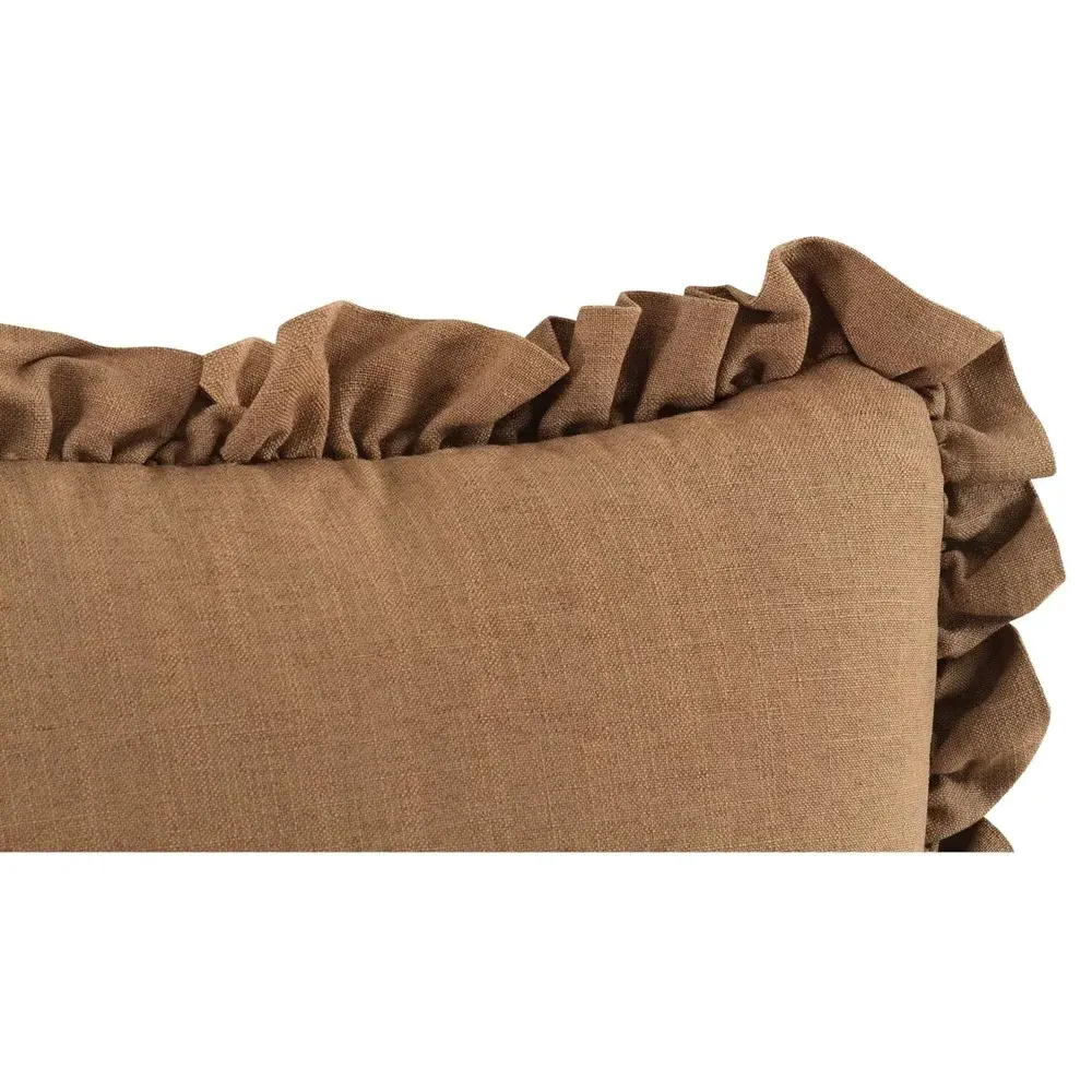 Sienna Ruffled Throw Pillow - Brown, Polyester