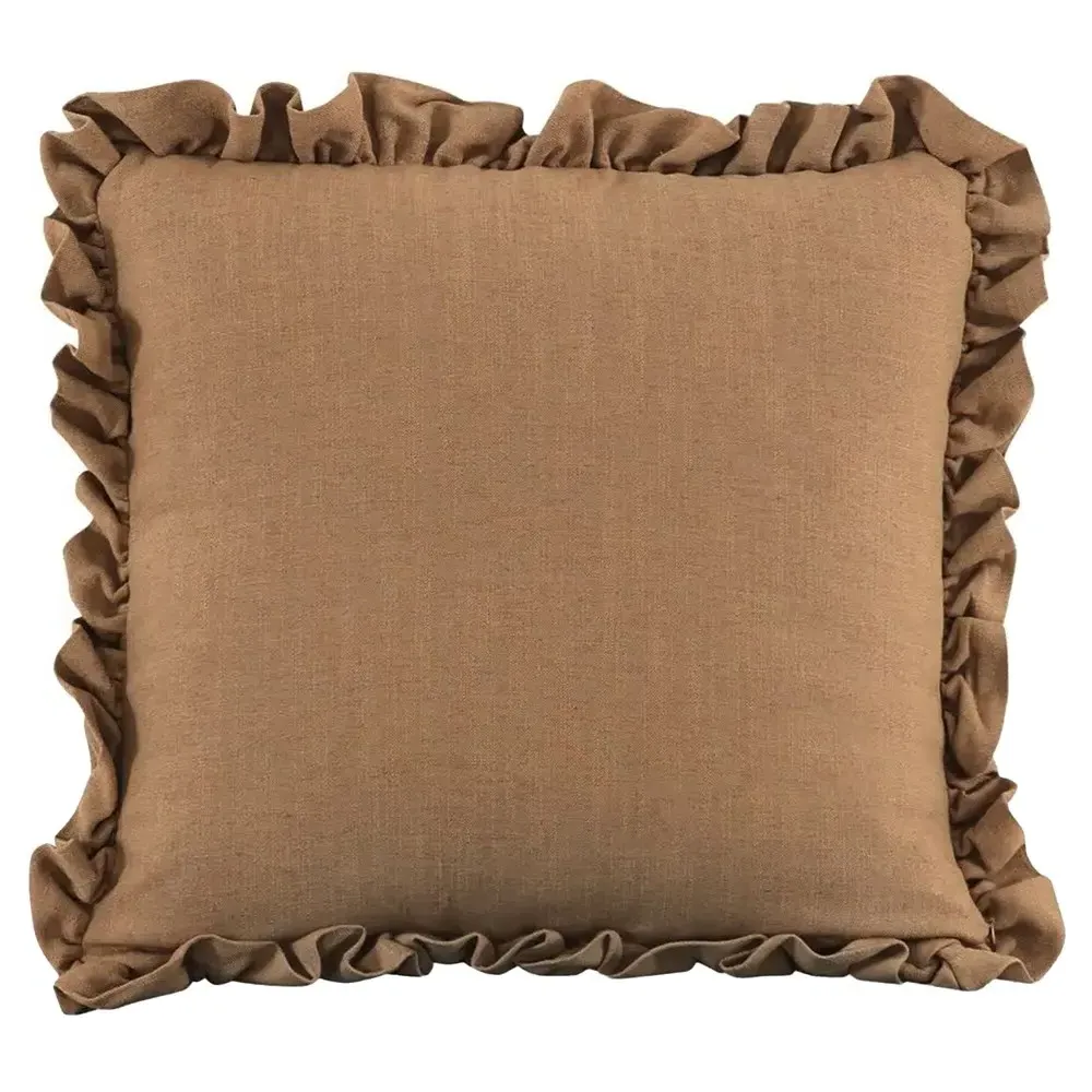 Sienna Ruffled Throw Pillow - Brown, Polyester