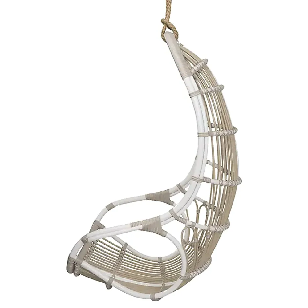 Sigma Coastal Beach Hanging Swing Chair - White, Faux Rattan