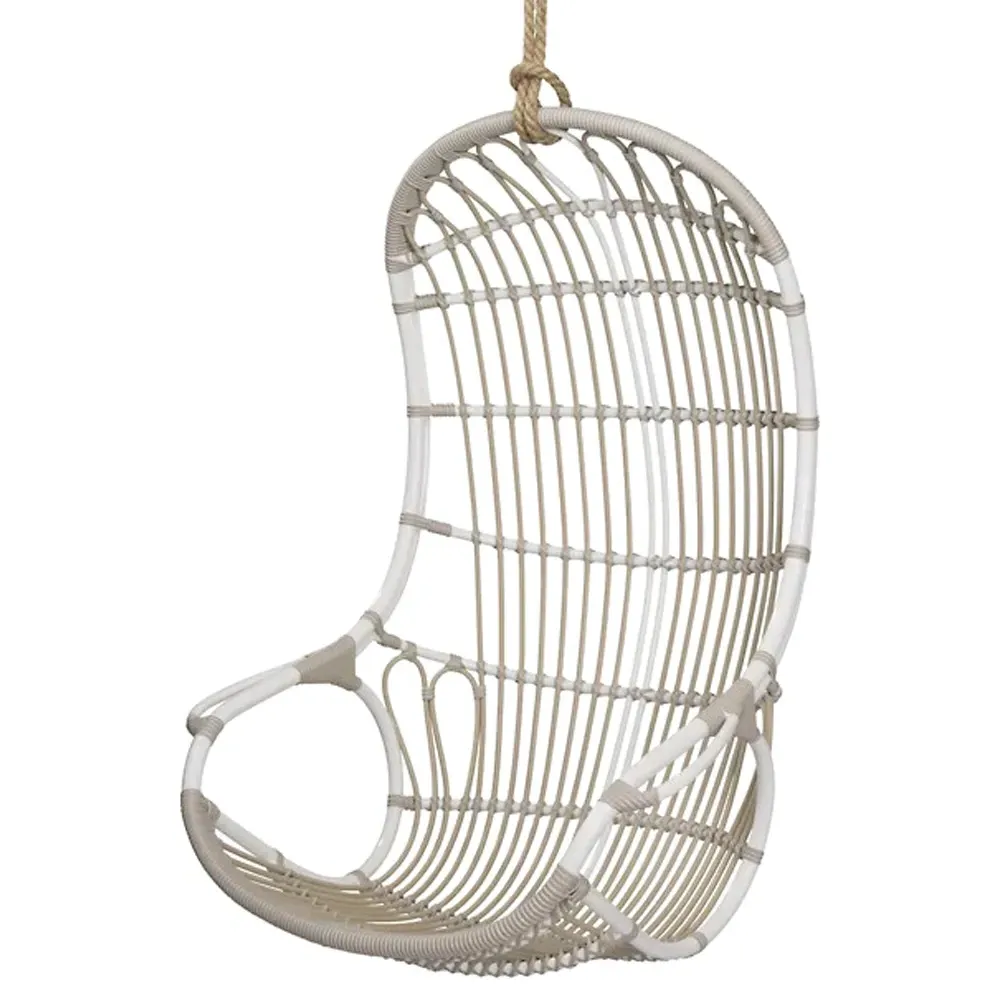 Sigma Coastal Beach Hanging Swing Chair - White, Faux Rattan