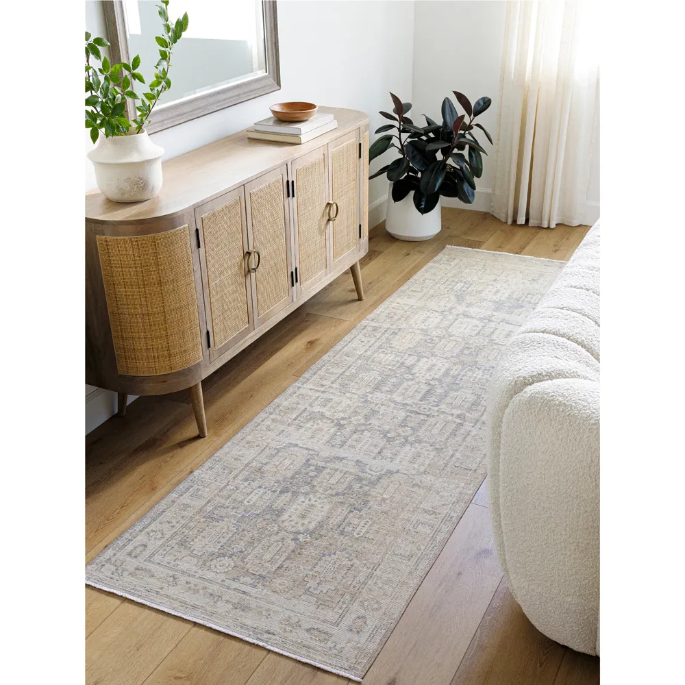 Sigrid Tribal Patterned Runner Rug - Beige, Wool