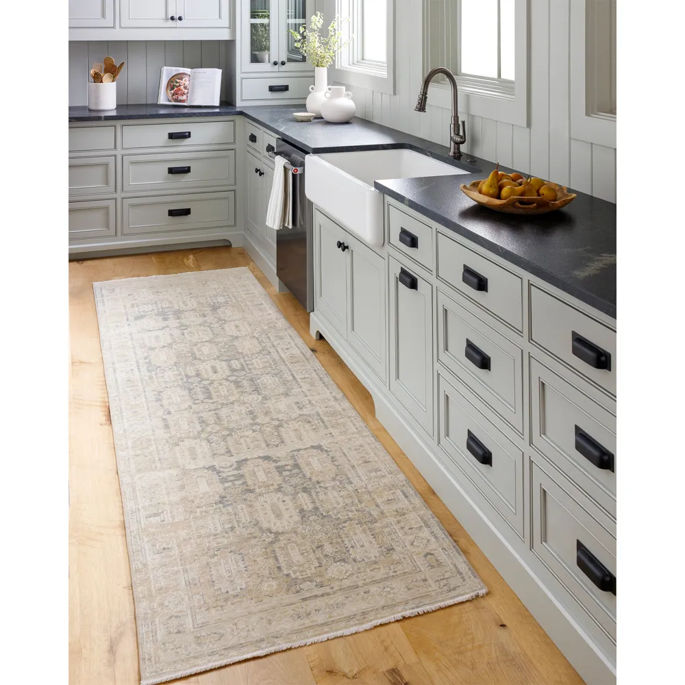 Sigrid Tribal Patterned Runner Rug - Beige, Wool