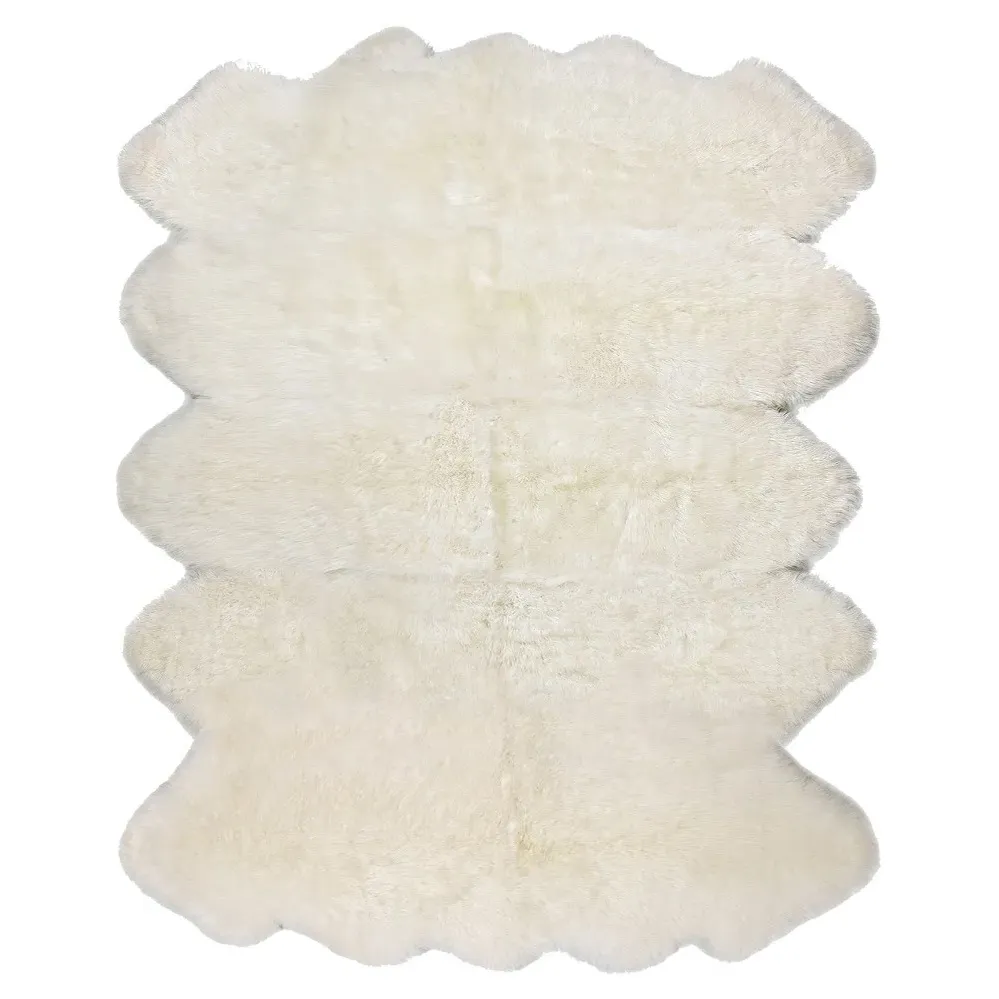 Silas 10 Pelt Sheepskin Rug - White, Long Wool
