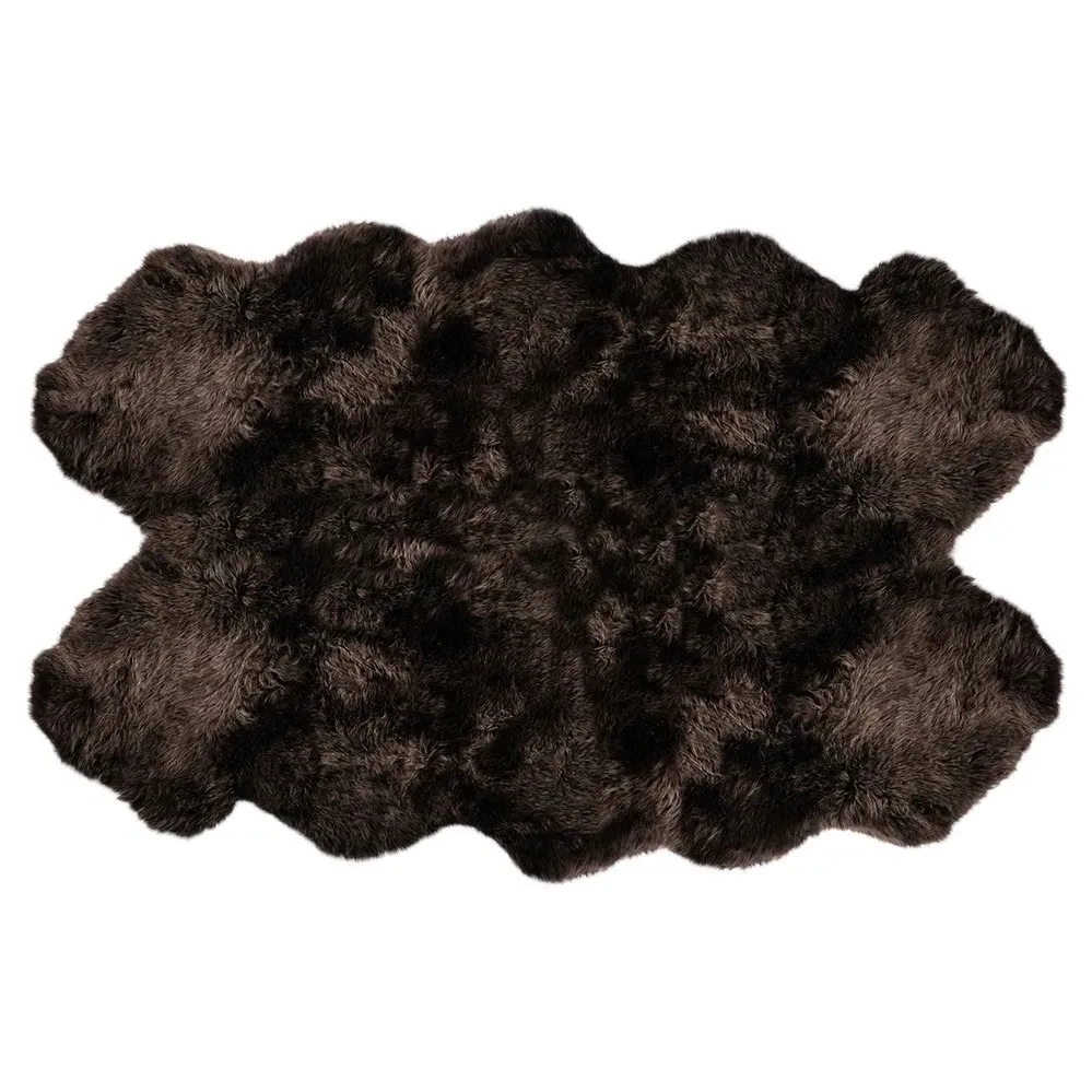 Silas 4 Pelt Sheepskin Rug - Dark Brown, Long Wool