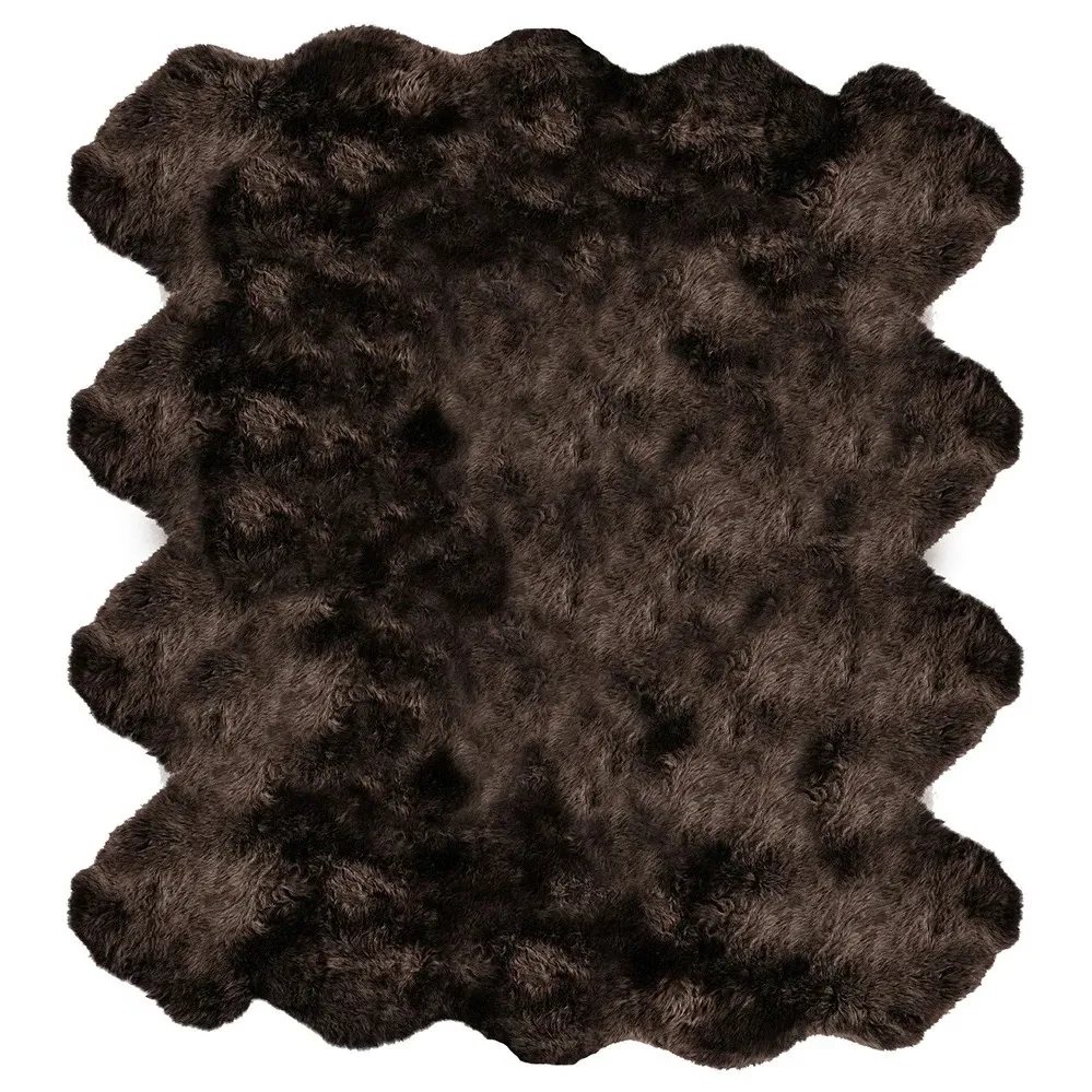 Silas 8 Pelt Sheepskin Rug - Dark Brown, Long Wool