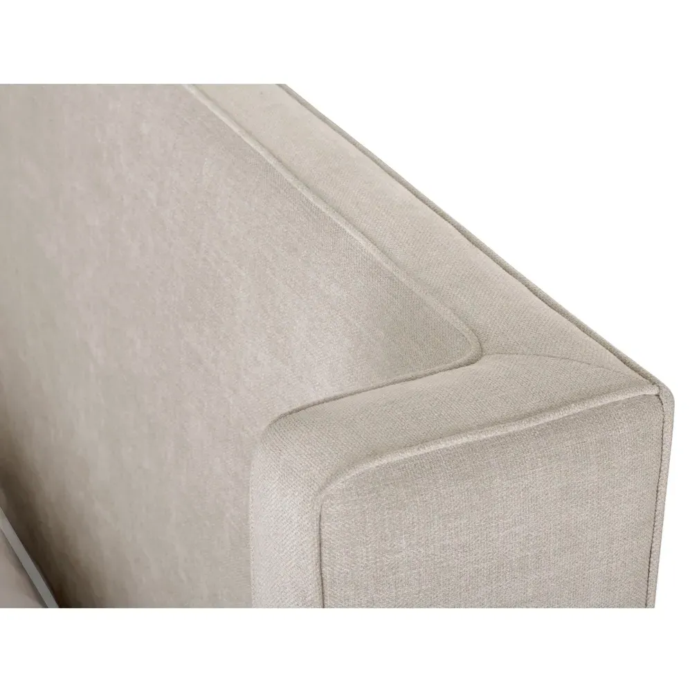 Silas California King Wingback Bed - Beige, Poplar Wood