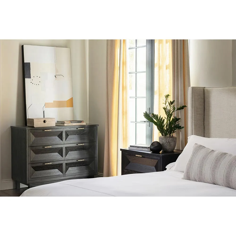 Silas King Size Wingback Bed - Beige, Poplar Wood