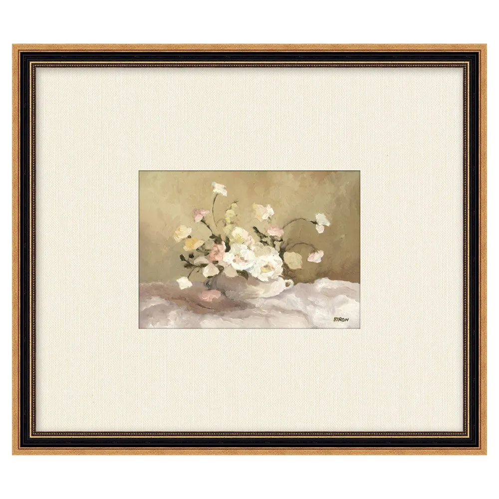Silvan Floral Bouquet Framed Painting - Beige, Gold image