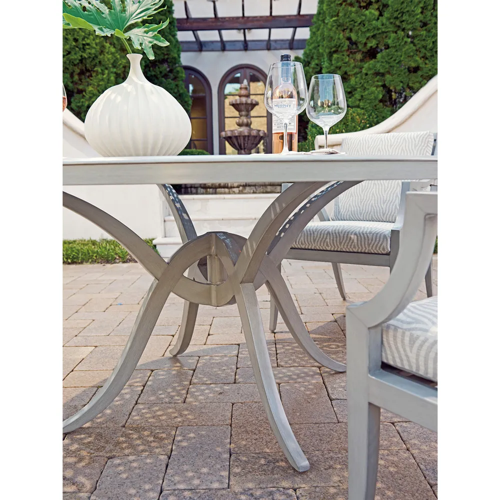 Silver Sands Round Outdoor Dining Table - Oyster Grey, Aluminum