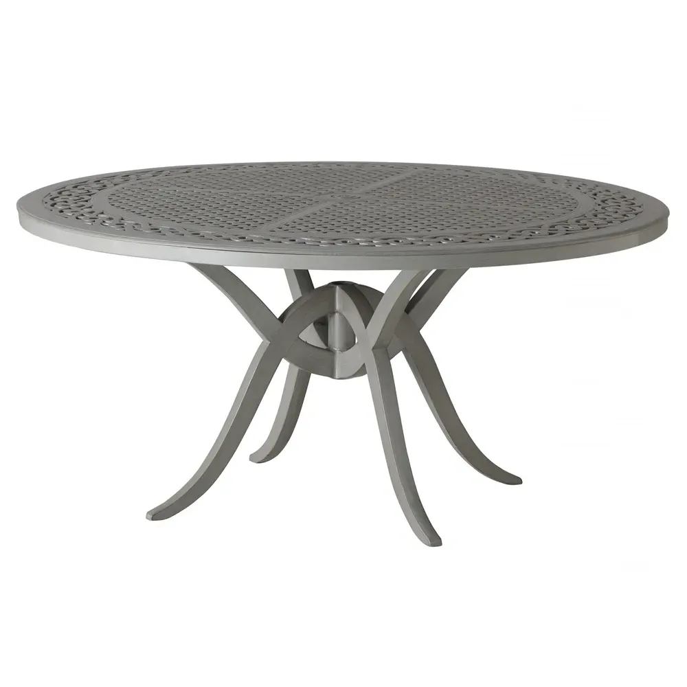 Silver Sands Round Outdoor Dining Table - Oyster Grey, Aluminum